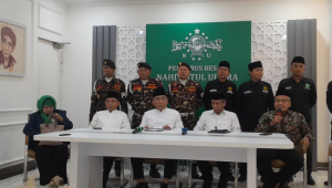 Ketua Umum PBNU Yahya Cholil Staquf bersama dengan jajarannya, di Kantor Pusat PBNU, Jakarta, Rabu, 24/12/2025 | Novia Suhari/Forum Keadilan