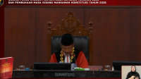 Ketua Mahkamah Konstitusi (MK) Suhartoyo dalam Sidang Pleno Khusus Laporan Tahunan MK Tahun 2025 di ruang sidang utama Gedung MK, Jakarta, Rabu, 7/1/2026 | Ist
