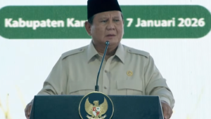 Presiden Prabowo Subianto di Panen Raya dan Pengumuman Swasembada Pangan, Kabupaten Karawang, hari ini, Rabu, 7/1/2026. | YouTube Sekretariat Presiden