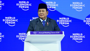 Presiden RI Prabowo Subianto menyampaikan pidato kunci pada World Economic Forum (WEF) Annual Meeting 2026 yang digelar pada Kamis, 22/1/2026, di Davos, Swiss. | Dok BPMI Setpres/Muchlis Jr