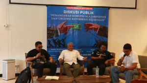 Diskusi publik bertajuk “Penanganan Korupsi ala Jampidsus dan Urgensi Reformasi Kejaksaan” di kawasan Cikini, Jakarta Pusat, Senin, 26/1/2026 | Muhammad Reza/Forum Keadilan