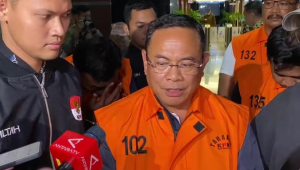 Bupati Pati Sudewo di Gedung Merah Putih KPK, Jakarta Selatan, Selasa, 20/1/2026 | Muhammad Reza/Forum Keadilan