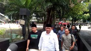 Eks Menteri Agama Yaqut Cholil Qoumas di Gedung KPK, Jumat, 30/1/2026 | Muhammad Reza/Forum Keadilan