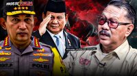 Pemerhati Intelijen Kolonel (Purn) Sri Radjasa Chandra (kanan), Presiden Prabowo Subianto (tengah), dan Kapolri Jenderal Listyo Sigit Prabowo (kiri) | Fajar Putra Ramadhan/Forum Keadilan