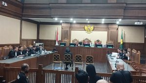 Marcella Santoso saat mendengarkan surat tuntutan jaksa di Pengadilan Tipikor Jakarta, Rabu, 18/2/2026. | Syahrul Baihaqi/ Forum Keadilan