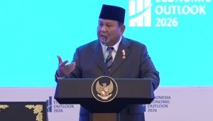 Presiden Prabowo Subianto di acara Indonesia Economic Outlook 2026 di Wisma Danantara, Jakarta, Jumat, 13/2/2026. | YouTube Sekretariat Presiden