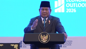 Presiden Prabowo Subianto di acara Indonesia Economic Outlook 2026 di Wisma Danantara, Jakarta, Jumat, 13/2/2026. | YouTube Sekretariat Presiden