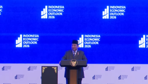 Presiden Prabowo Subianto di acara Indonesia Economic Outlook 2026 di Wisma Danantara, Jakarta, Jumat, 13/2/2026. | YouTube Sekretariat Presiden