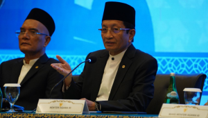Menteri Agama Nasaruddin Umar saat mengumumkan hasil Sidang Isbat (penetapan) 1 Ramadan 1447 H di Jakarta, Selasa, 17/2/2026. | Dok Kementerian Agama RI