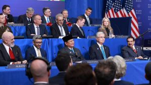 Presiden Prabowo Subainto menghadiri pertemuan perdana Dewan Perdamaian untuk Gaza yang dipimpin oleh Presiden Amerika Serikat Donald Trump di Washington D.C., Amerika Serikat, Kamis, 19/2/2026 | Dok. Tim Media Presiden