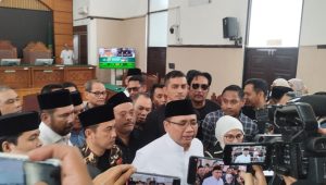 Eks Menag Yaqut Cholil Qoumas saat menghadiri sidang praperadilan di Pengadilan Negeri Jakarta Selatan, Senin, 9/3/2026 | Syahrul Baihaqi/Forum Keadilan