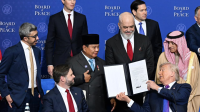 Presiden Republik Indonesia Prabowo Subianto di Inaugural Meeting Board of Peace yang digelar di Donald Trump United States Institute of Peace, Washington, D.C., Amerika Serikat, Kamis, 19 Februari 2026. | Dok BPMI Setpres/Cahyo