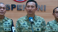 Kepala Pusat Penerangan TNI Mayjen Aulia Dwi Nasrullah saat konferensi pers di Mabes TNI, Jakarta, Rabu, 25/3/2026. | Ist