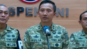 Kepala Pusat Penerangan TNI Mayjen Aulia Dwi Nasrullah saat konferensi pers di Mabes TNI, Jakarta, Rabu, 25/3/2026. | Ist