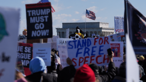 Demonstrasi "No Kings" di Amerika Serikat, pada Sabtu, 28/3/2026. | AFP