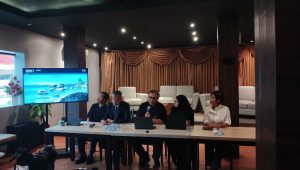 Konsultan Teknologi di kasus Chromebook Ibrahim Arief (Ibam) dalam konferensi pers di Jakarta, Selasa, 21/4/2026 | Syahrul Baihaqi/Forum Keadilan