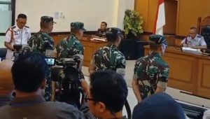 Empat anggota Badan Intelijen Strategis (BAIS) TNI yang menjadi pelaku dalam kasus penyiraman air keras terhadap Wakil Koordinator KontraS Andrie Yunus disidang di Pengadilan Militer, Rabu, 29/4/2026 | Syahrul Baihaqi/Forum Keadilan