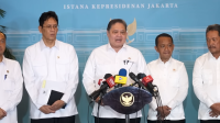 Menteri Koordinator Bidang Perekonomian, Airlangga Hartarto, memberikan keterangan pers usai menghadiri Rapat Kerja Pemerintah di Istana Negara, Jakarta, pada Rabu, 8/4/2026. | YouTube Sekretariat Presiden