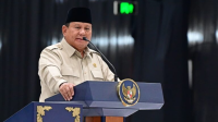 Presiden Prabowo Subianto saat memberikan pidato sambutan di peresmian pabrik bus dan truk listrik VKTR di Magelang, Jawa Tengah, Kamis, 9/4/2026. | Dok BPMI Setpres/Muchlis Jr