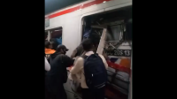 Insiden tabrakan KA Argo Bromo Anggrek dengan kereta rel listrik (KRL) Commuter Line di Stasiun Bekasi Timur, pada Senin, 27/4/2026. | Ist