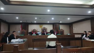 Direktur Utama (Dirut) PT Terra Drone Indonesia Michael Wisnu Wardhana saat memberikan keterangan di Pengadilan Negeri Jakarta Pusat, Selasa, 5/5/2026 | Syahrul Baihaqi/Forum Keadilan