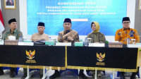 Majelis etik Ombudsman RI (Prof. Jimly Asshiddiqie, Prof. Bagir Manan, Prof. R. Siti Zuhro, Partono, dan Maneger Nasution) saat memberikan konferensi pers, pada Jumat, di Kantor Ombudsman RI, Jakarta Selatan | Dok Ombudsman RI