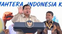 Presiden Prabowo Subianto dalam sambutannya pada Peringatan Hari Buruh Internasional yang digelar di kawasan Lapangan Silang Monumen Nasional (Monas), Jakarta, pada Jumat, 1/5/2026. | Dok Setpres/Laily Rachev