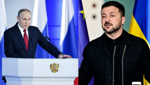 Presiden Rusia Vladimir Putin dan Presiden Ukraina Volodymyr Zelensky. | Ist