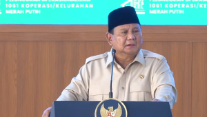 Presiden Prabowo Subianto saat pidato dalam peresmian operasionalisasi 1.601 Koperasi Merah Putih di Nganjuk, Jawa Timur, pada Sabtu, 16/5/2026. | YouTube Sekretaiat Presiden
