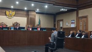 Nadiem Makarim saat sidang pembacaan vonis di Pengadilan Tipikor Jakarta, Selasa, 30/6/2026 | Syahrul Baihaqi/Forum Keadilan