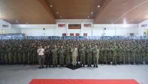 Latihan Pembekalan Bela Negara dan Manajerial calon manager Koperasi Desa/Kelurahan Merah Putih (KDKMP) maupun Kampung Nelayan Merah Putih (KNMP) di Pusdiklat Kompetensi Bela Negara, Bogor, pada Selasa, 30/6/2026 | Dok. Kemhan RI