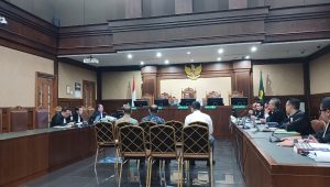 Tiga terdakwa pejabat Direktorat Jenderal Bea dan Cukai di Pengadilan Tipikor Jakarta, Selasa, 14/7/2026 | Syahrul Baihaqi/Forum Keadilan