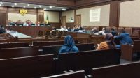 Ahli Hukum Keuangan Negara Siswo Suyanto saat diperiksa sebagai ahli di kasus LPEI di Pengadilan Tipikor Jakarta, Jumat, 24/7/2026 | Syahrul Baihaqi/Forum Keadilan
