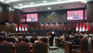 Sidang gugatan penggunaan anggaran pendidikan untuk program Makan Bergizi Gratis (MBG) di ruang sidang MK, Kamis, 30/7/2026 | Syahrul Baihaqi/Forum Keadilan