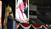 Presiden Republik Indonesia, Prabowo Subianto menghadiri acara Indian Community Reception yang digelar di Jakarta International Convention Center (JICC), pada Selasa, 7 Juli 2026. | Dok BPMI Setpres/Cahyo