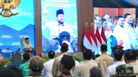 Presiden Prabowo Subianto memberikan pidato usai memimpin panen raya serentak yang digelar di Kabupaten Malang, Provinsi Jawa Timur, pada Jumat, 17 Juli 2026. | Dok BPMI Setpres/Cahyo