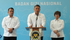 Kepala BGN Sudaryono dalam konferensi pers di Kantor BGN, Jakarta Pusat, Rabu, 29/7/2026. | Dok Badan Gizi Nasional RI