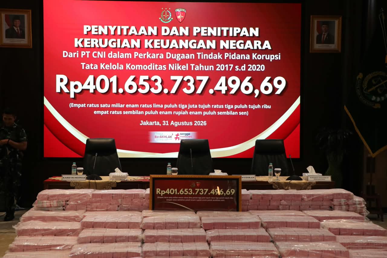 Kejagung Sita Uang Rp401 Miliar di Kasus Korupsi Nikel PT CNI