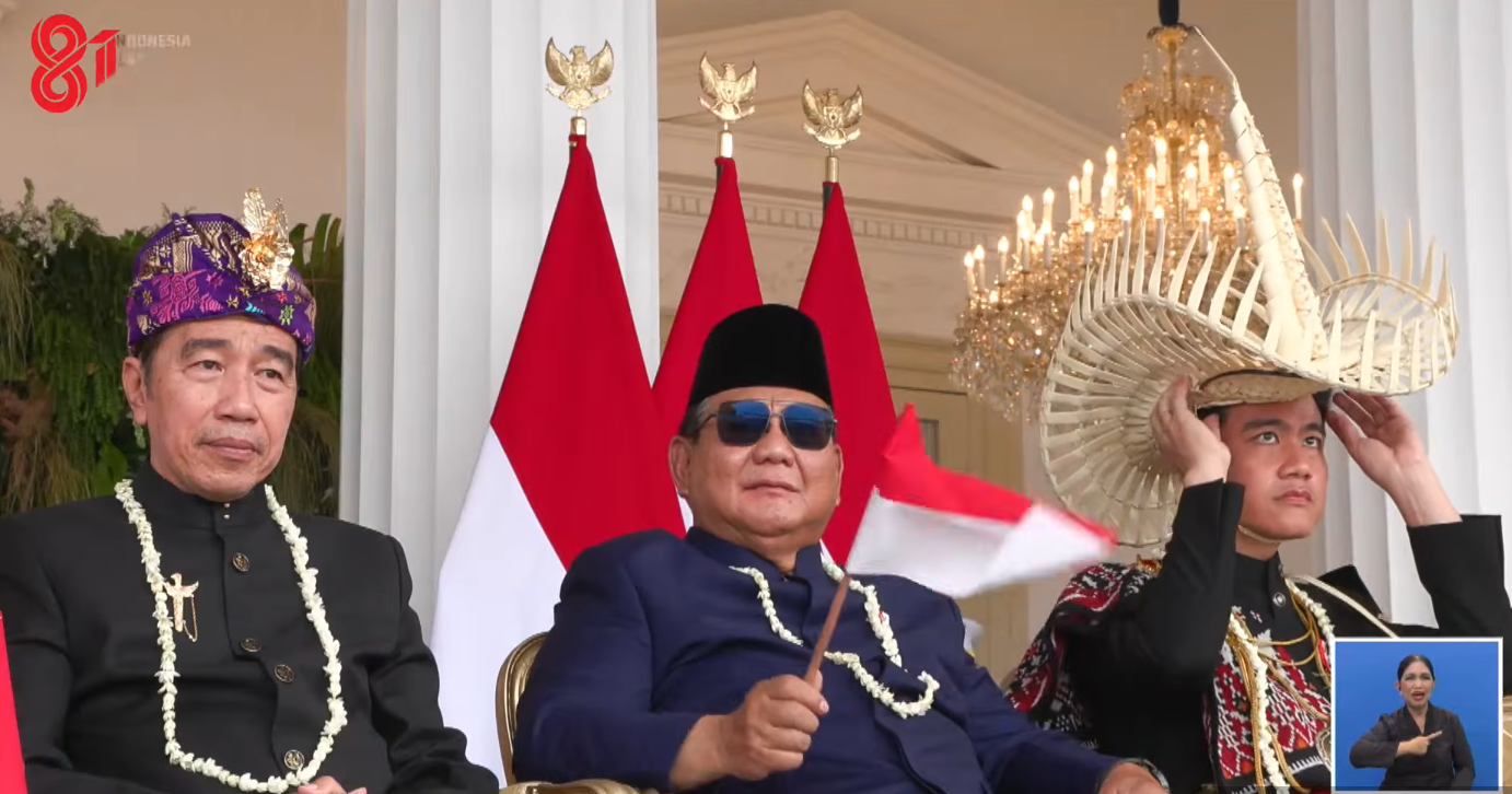 Prabowo di HUT ke-81 Kemerdekaan RI Diapit Jokowi-Gibran, Istana: Bestie