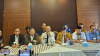 Sekjen Peradi Bersatu Ade Darmawan dalam konferensi pers, Jakarta Jumat, 25/9/2026. | Muhammad Reza/ Forum Keadilan