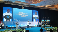 Menteri HAM Natalius Pigai saat memberikan sambutan di Musrenbang HAM di Jakarta, Rabu, 21/10/2026 | Syahrul Baihaqi/Forum Keadilan
