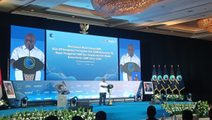 Menteri HAM Natalius Pigai saat memberikan sambutan di Musrenbang HAM di Jakarta, Rabu, 21/10/2026 | Syahrul Baihaqi/Forum Keadilan