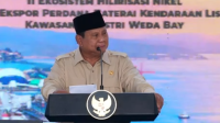 Presiden Prabowo Subianto Dalam peresmian 11 proyek hilirsasi dan ekspor perdana baterai kendaraan listrik (Electric Vehicle/EV) di Halmahera Tengah, Maluku Utara, Kamis, 8/10/2026. | YouTube Sekretaiat Presiden