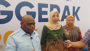 Menteri HAM Natalius Pigai usai acara 'Rakor Penggerak HAM Desa Sadar HAM' di Jakarta, Kamis, 22/10/2026 | Syahrul Baihaqi/Forum Keadilan